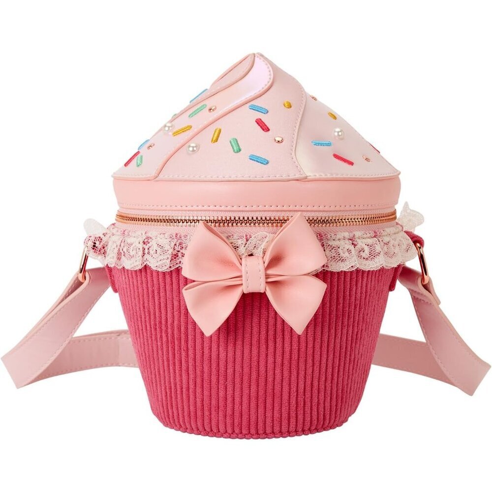 Figural Cupcake Crossbody Bag Vegan Faux Leather Women's Sweet Decor